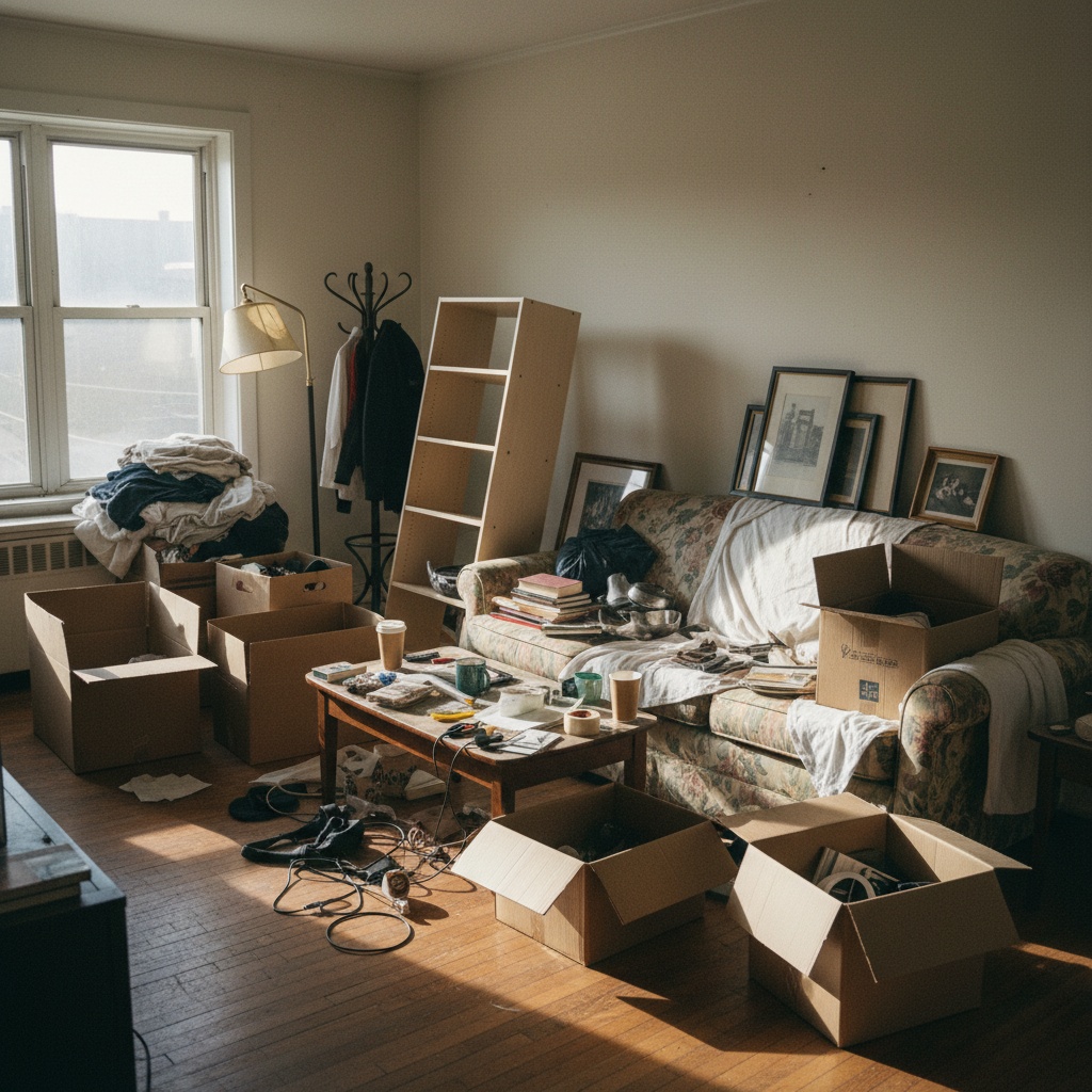 Appartement encombré avant une intervention de débarras professionnel