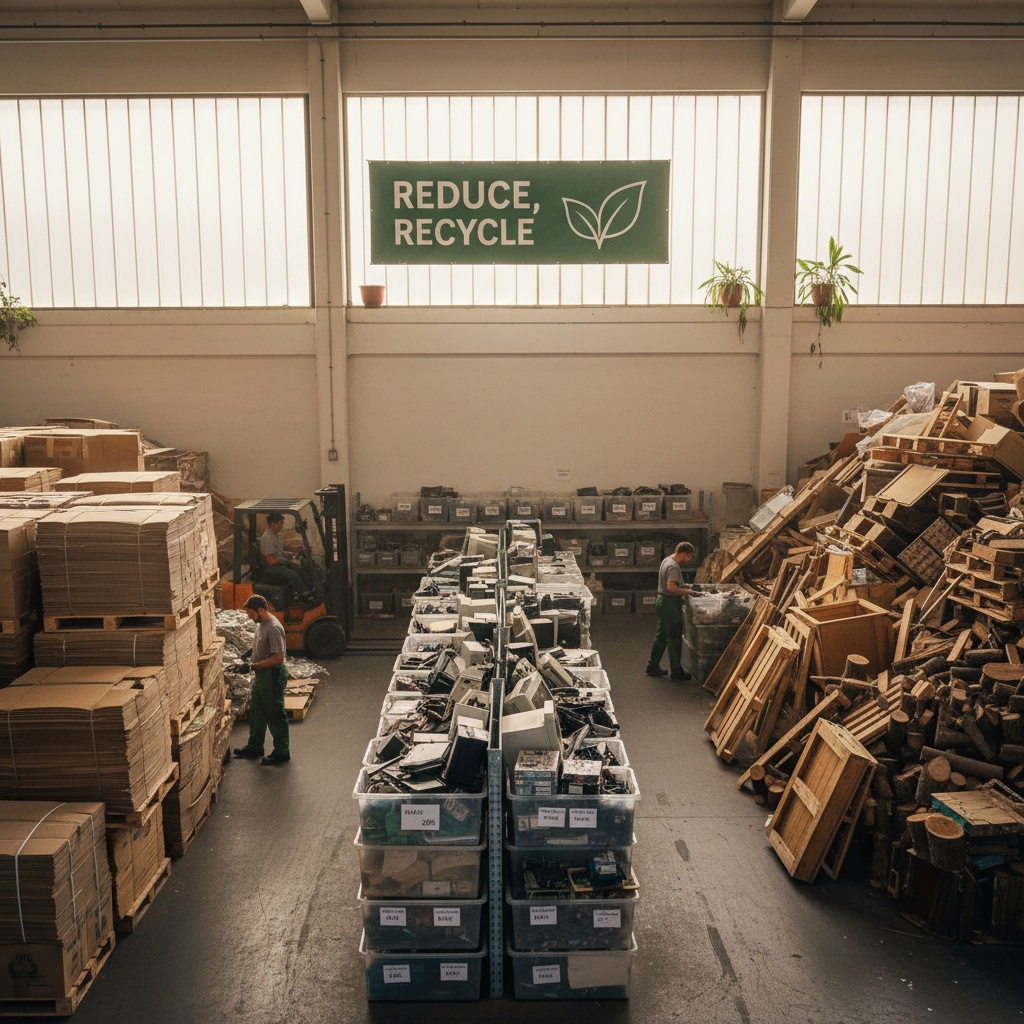 Zone de tri écologique pour les objets issus d'un débarras à Paris