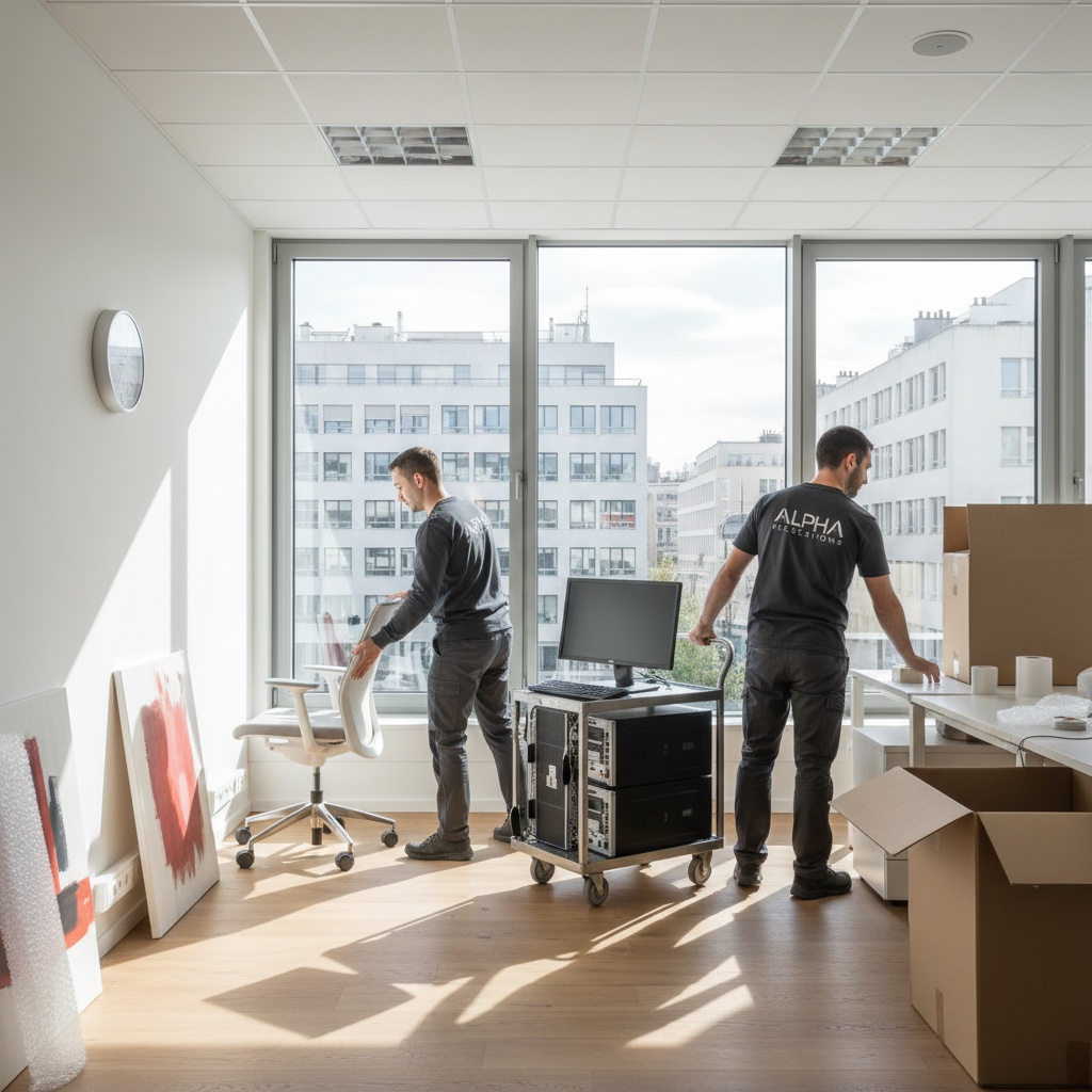 Équipe de professionnels effectuant un débarras de bureaux à Levallois-Perret.