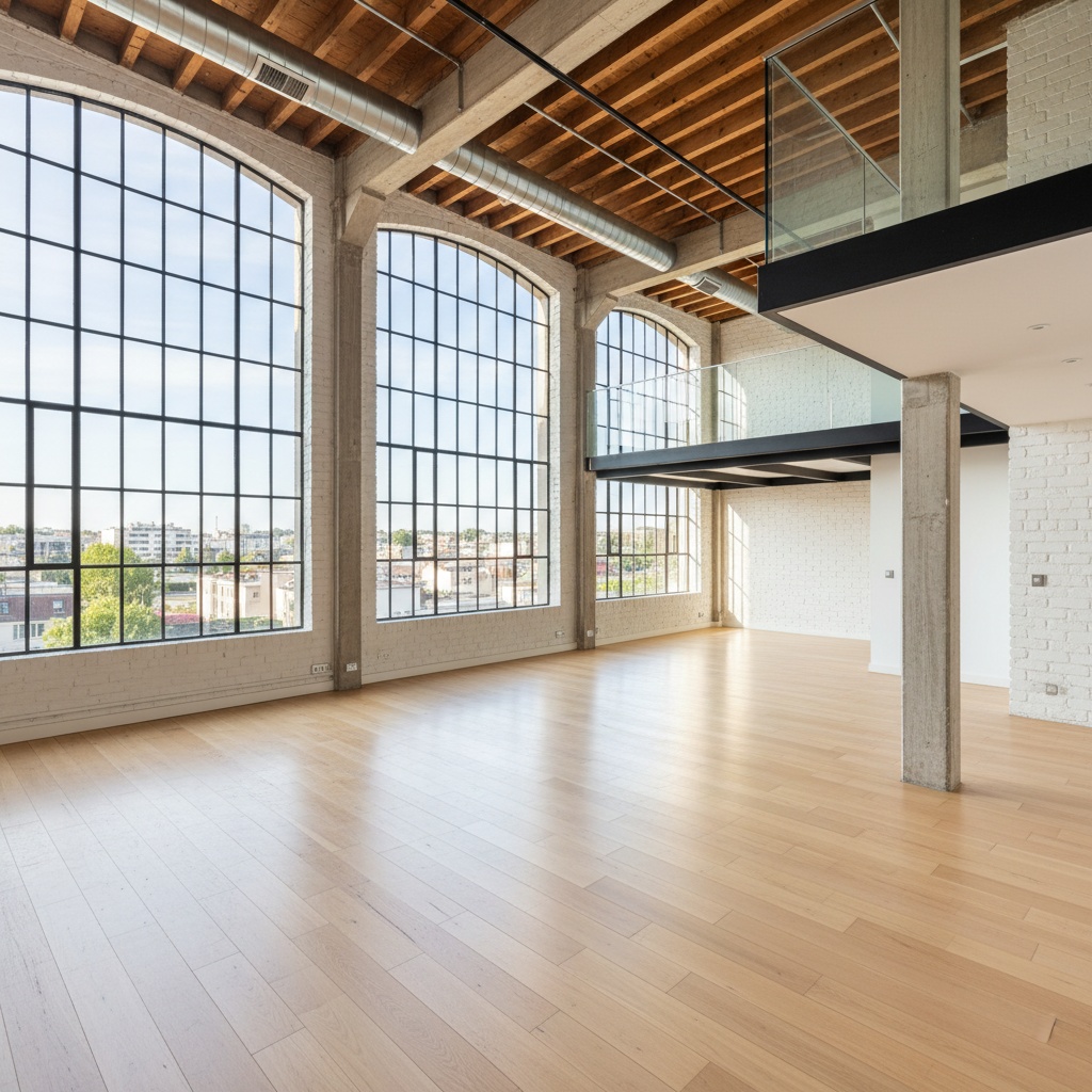 Loft spacieux et vide à Montreuil après une intervention de débarras professionnel.