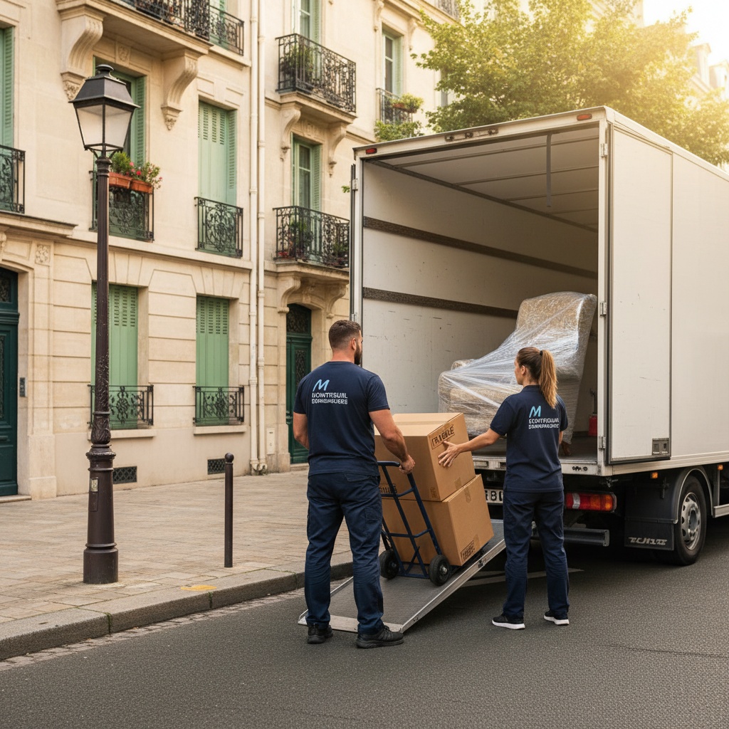 Équipe de Débarras Professionnels chargeant des encombrants dans un camion à Montreuil.