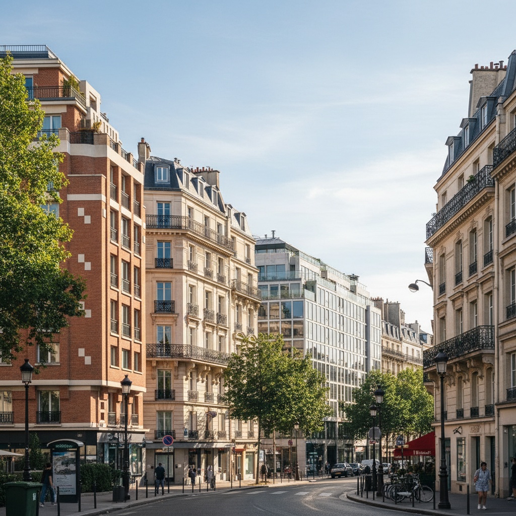 Façades d'immeubles parisiens représentant les différents arrondissements où nous intervenons.
