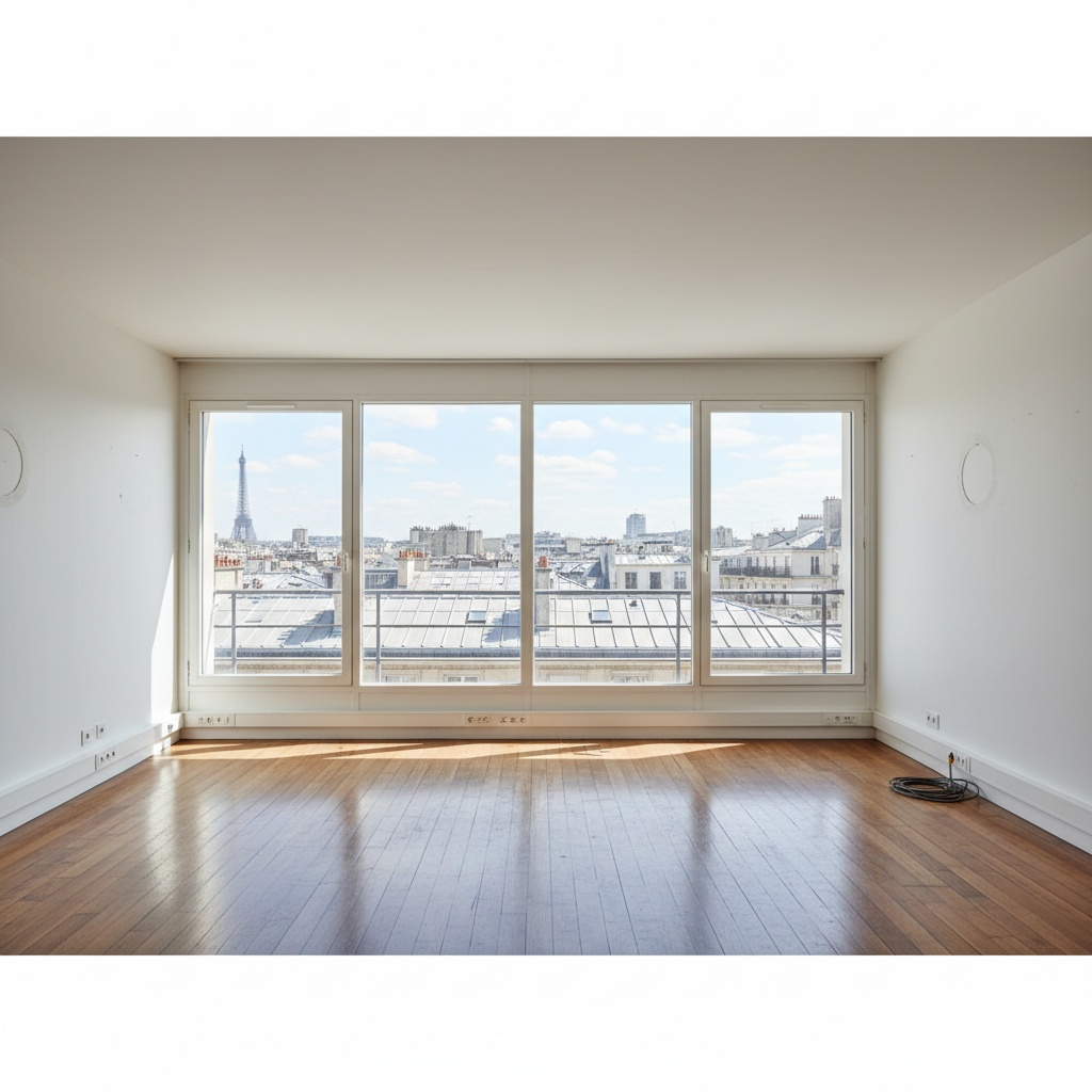 Bureau parisien vide et propre après une intervention de débarras pour professionnels.