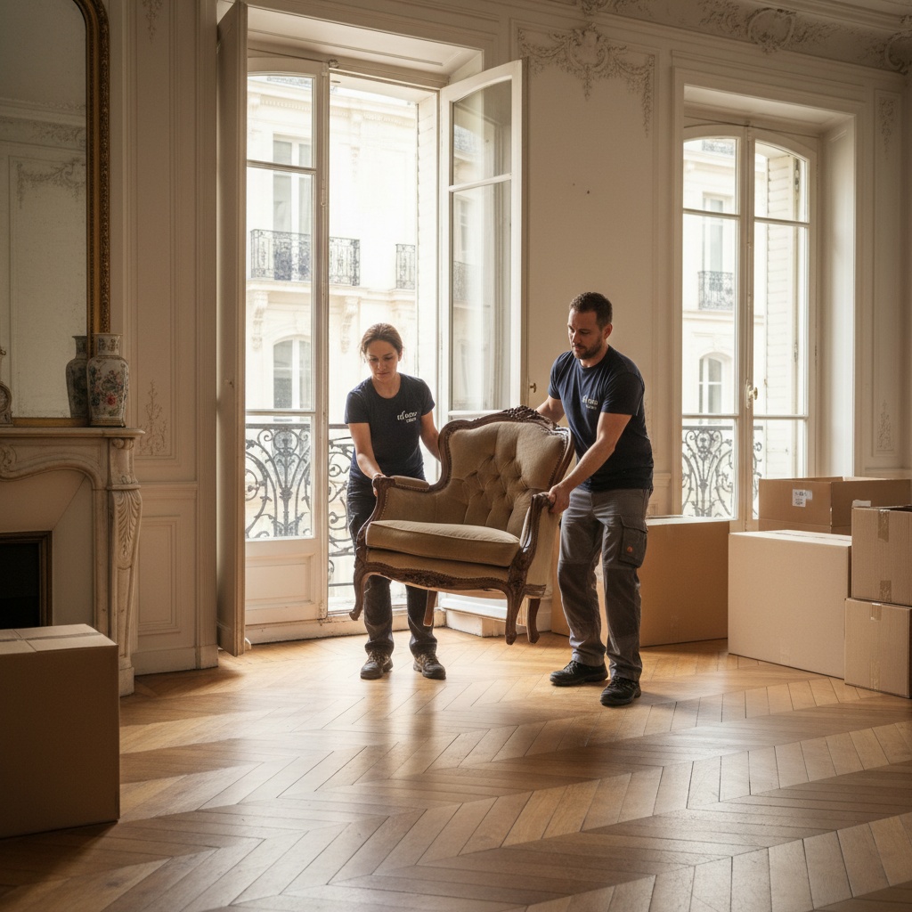 Équipe de professionnels effectuant un débarras d'appartement à Rueil-Malmaison