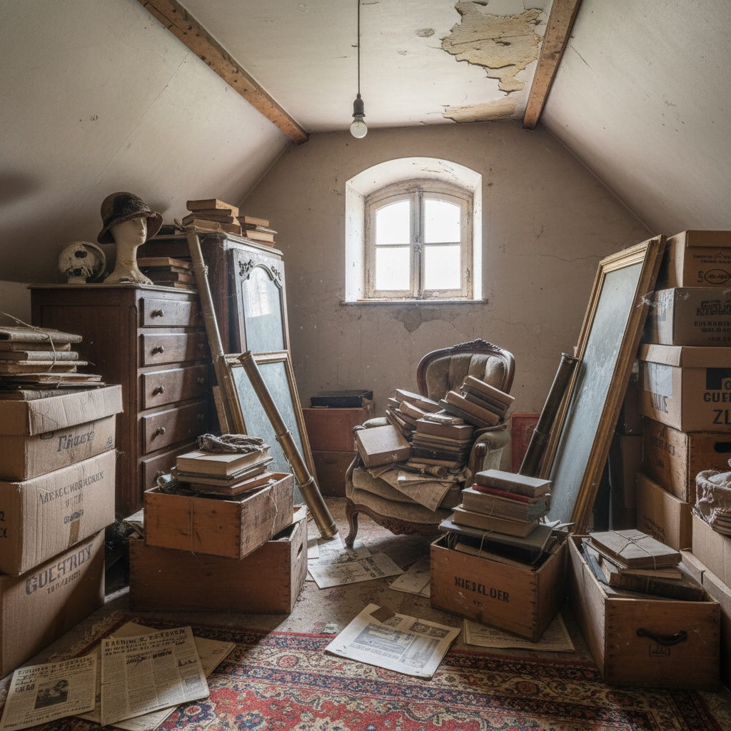 Grenier encombré avant un débarras complet à Saint-Denis.