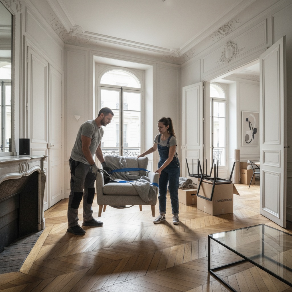Équipe de Débarras Professionnels en train de vider un appartement à Suresnes.