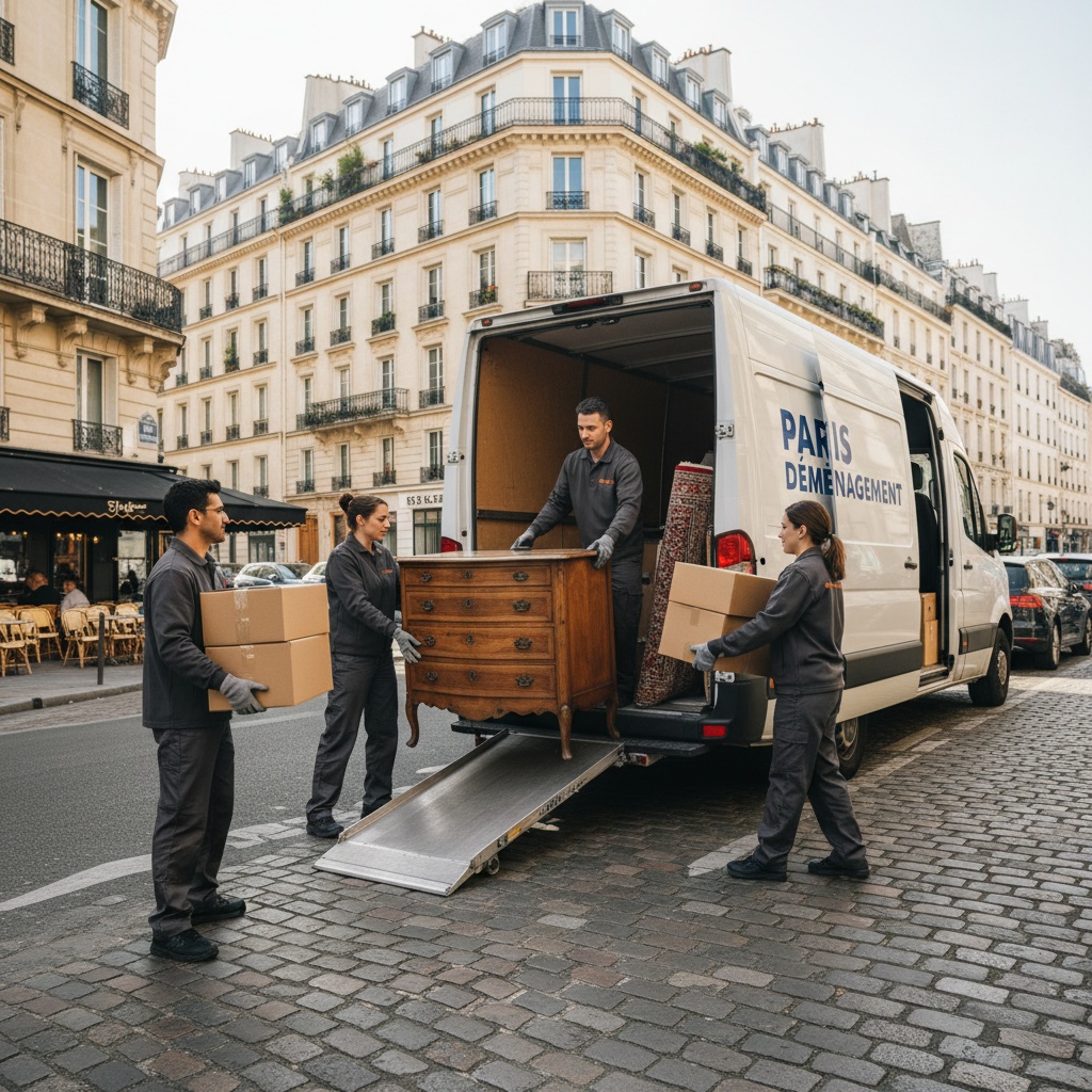 Équipe de Débarras Professionnels en intervention dans une rue parisienne.