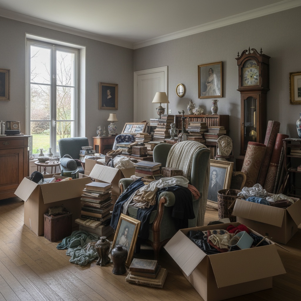 Maison encombrée avant un débarras de succession