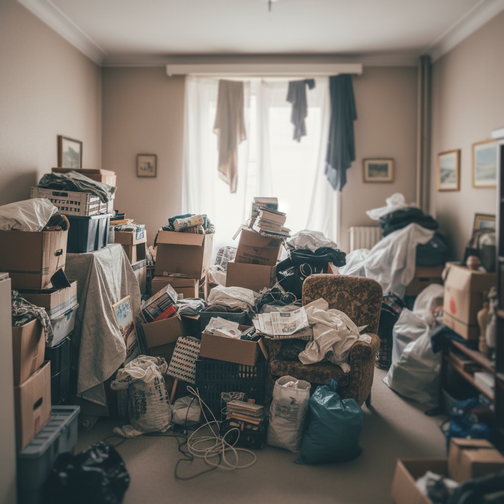 Appartement encombré à Montreuil avant le débarras