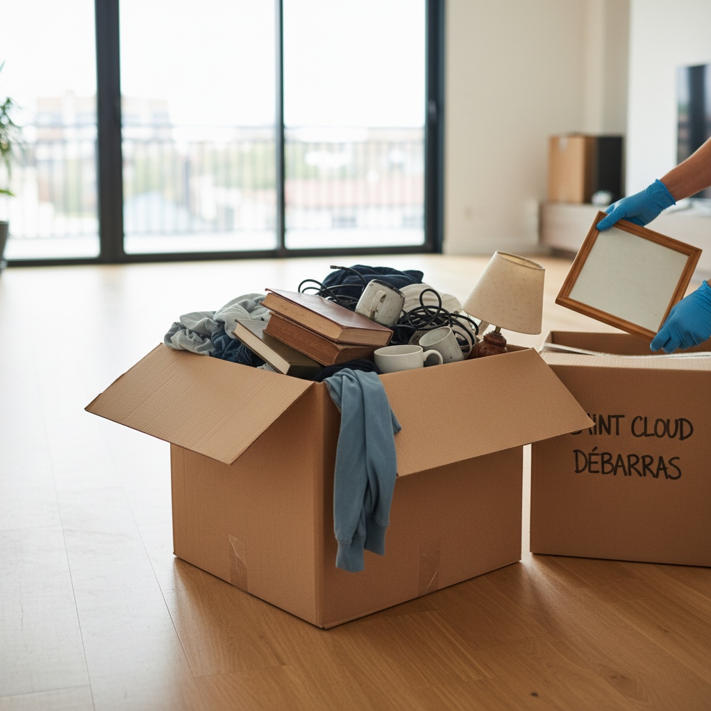 Illustration d'un déménagement et d'un désencombrement