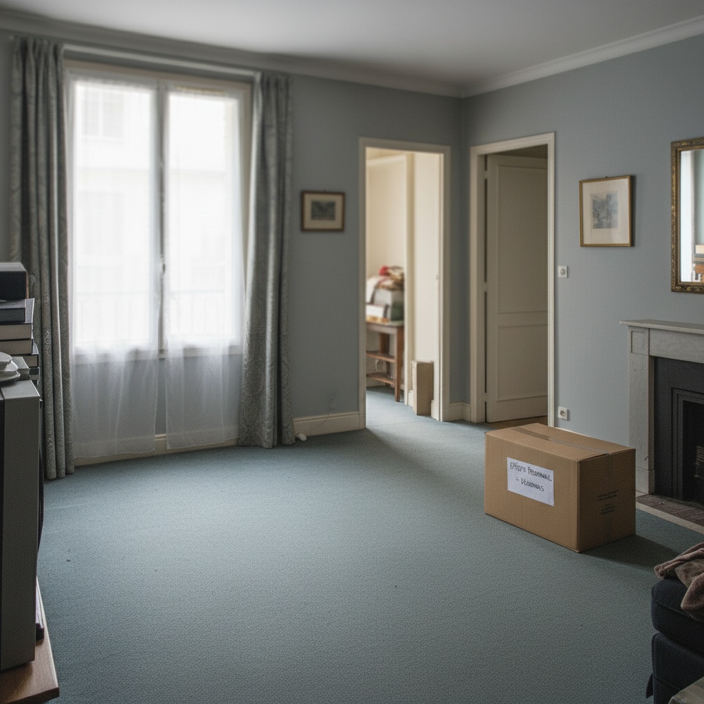 Le même appartement à Courbevoie, vide et propre après le débarras