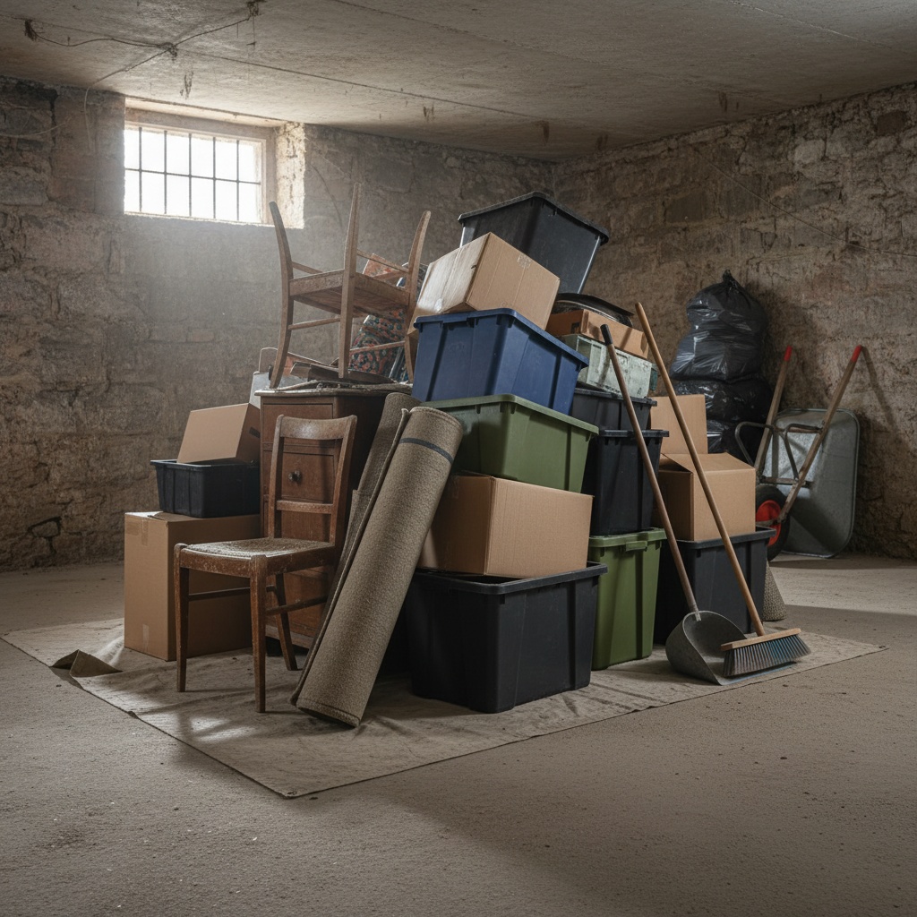 Nettoyage et débarras d'une cave encombrée