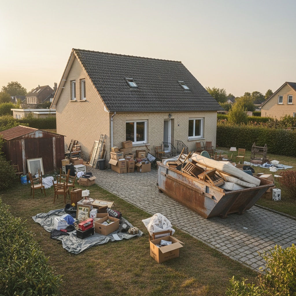 Pavillon de banlieue avec un jardin.