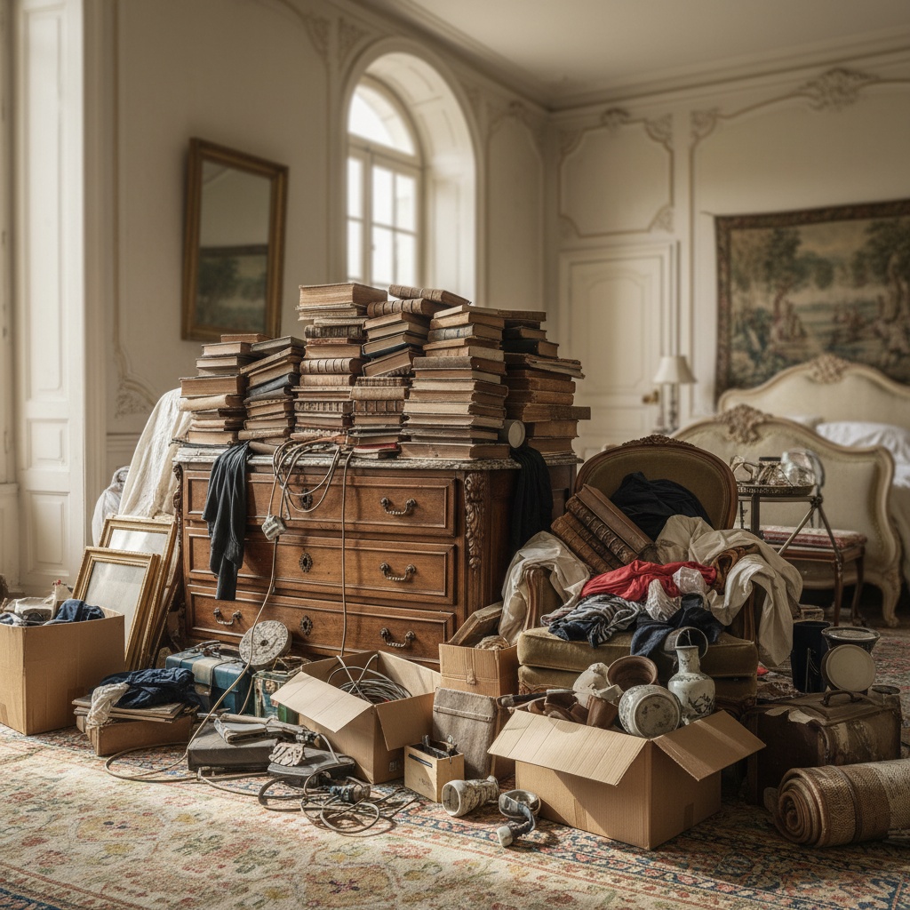 Pièce encombrée avant le débarras à Versailles