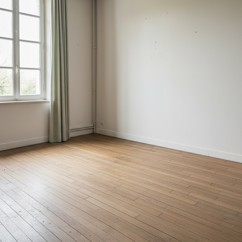 Même pièce entièrement vide et propre après notre intervention de débarras