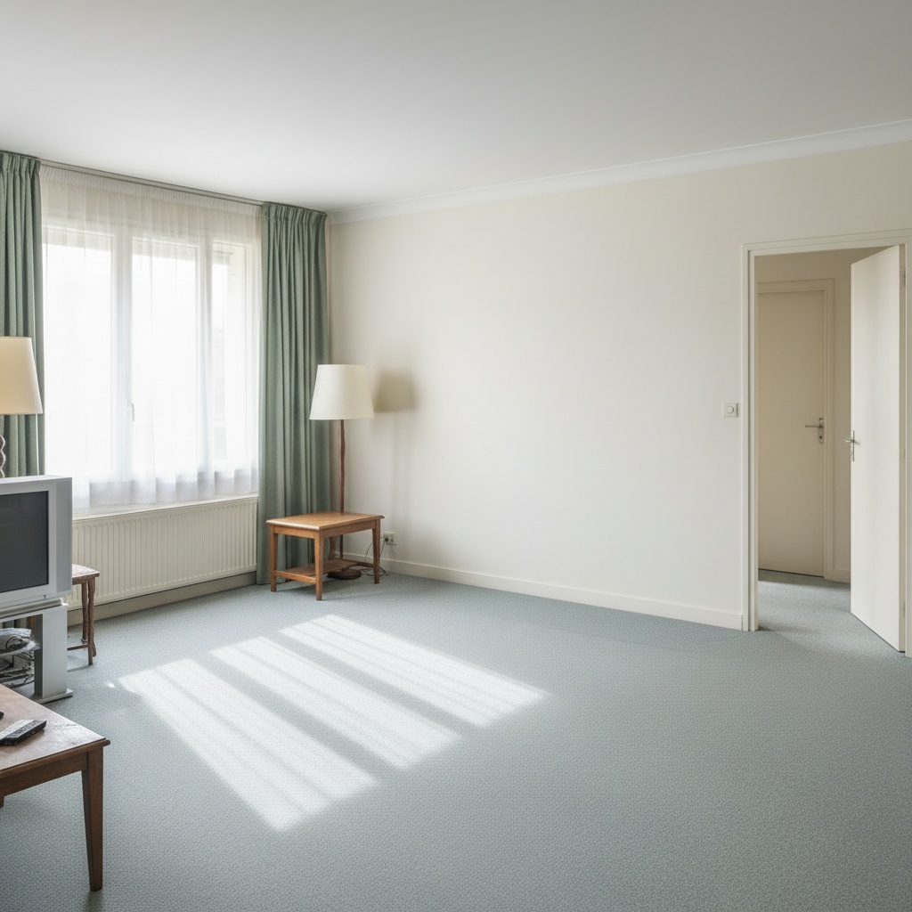 Le même appartement à Rueil, vidé et propre après le débarras