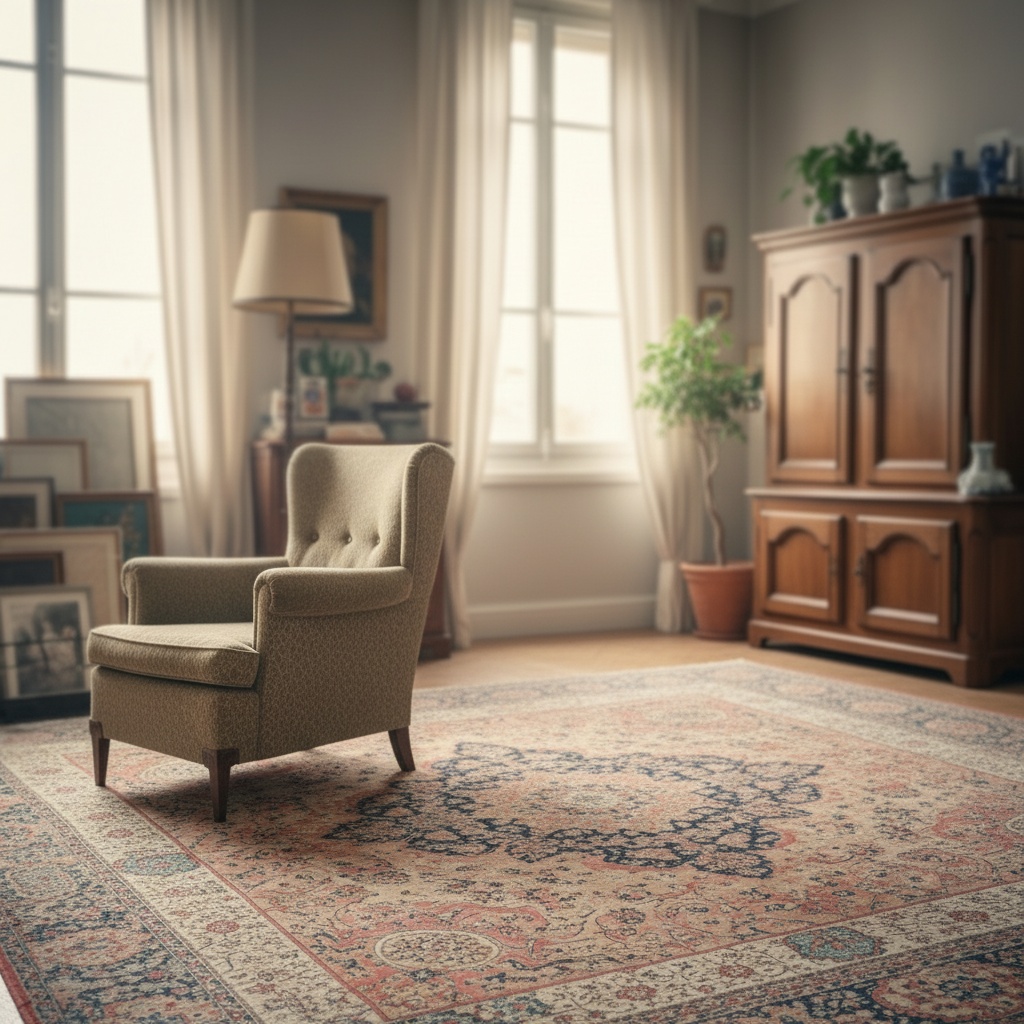 Photo du même salon, vide et propre, après l'intervention de Débarras Professionnels.