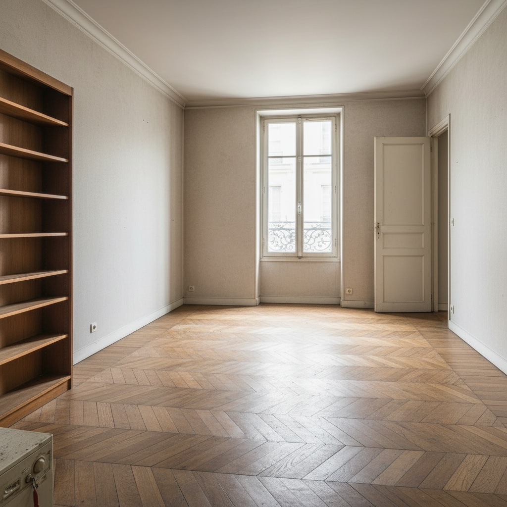 Le même appartement vide et propre après le passage de Débarras Professionnels.