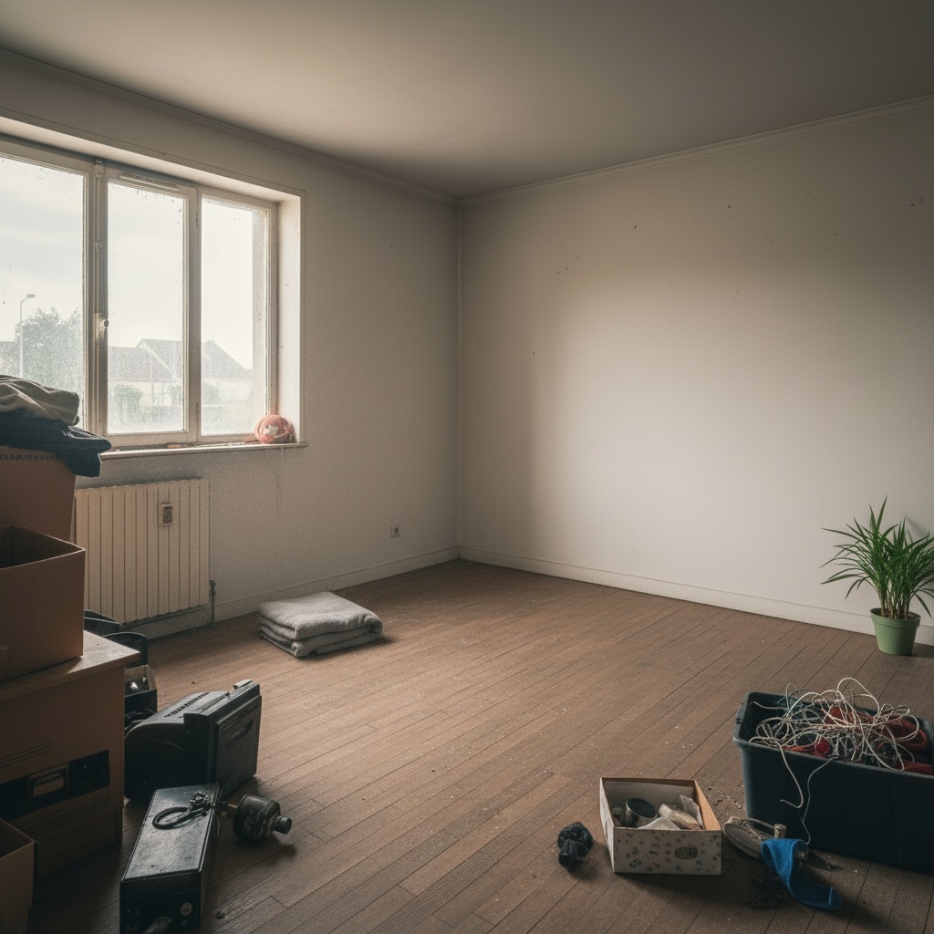 Même pièce vide et propre après le débarras