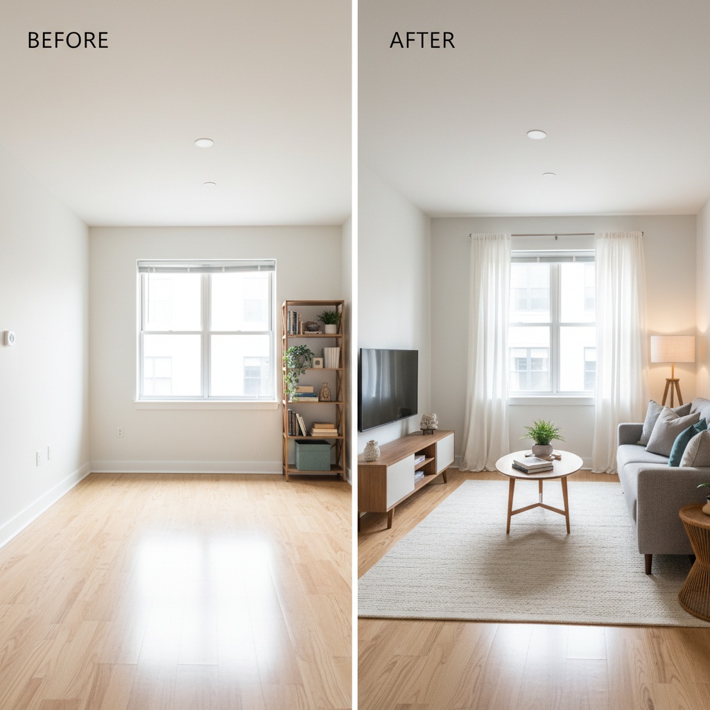 Espace avant et après un débarras professionnel à Bois-Colombes