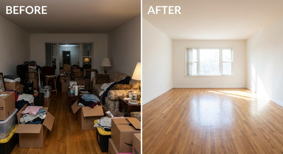 Avant/après d'un débarras complet d'appartement à Bourg-la-Reine