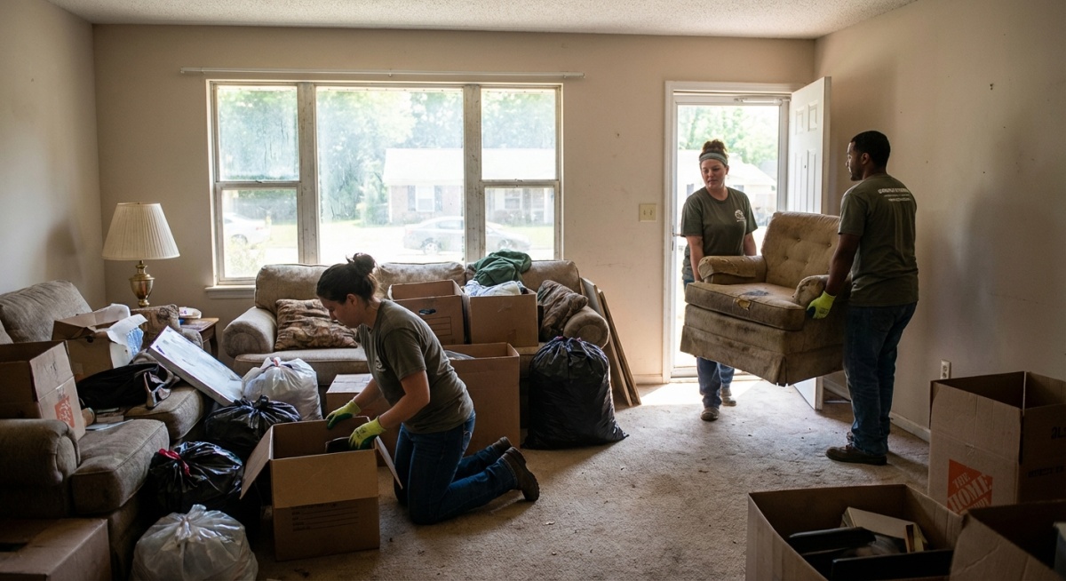 Équipe de débarras professionnelle vidant une maison à Chaville