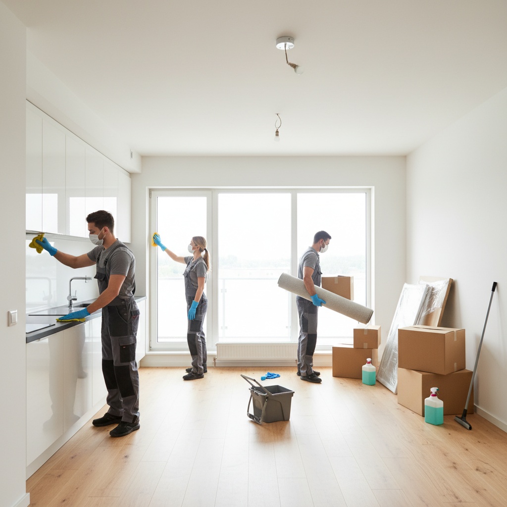 Équipe de professionnels finalisant le nettoyage après un débarras complet à Colombes