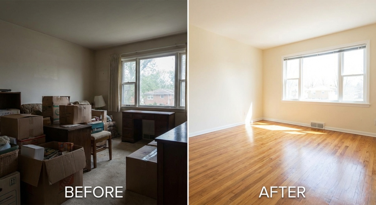 Avant et après d'un débarras complet d'un espace résidentiel à Croissy-sur-Seine