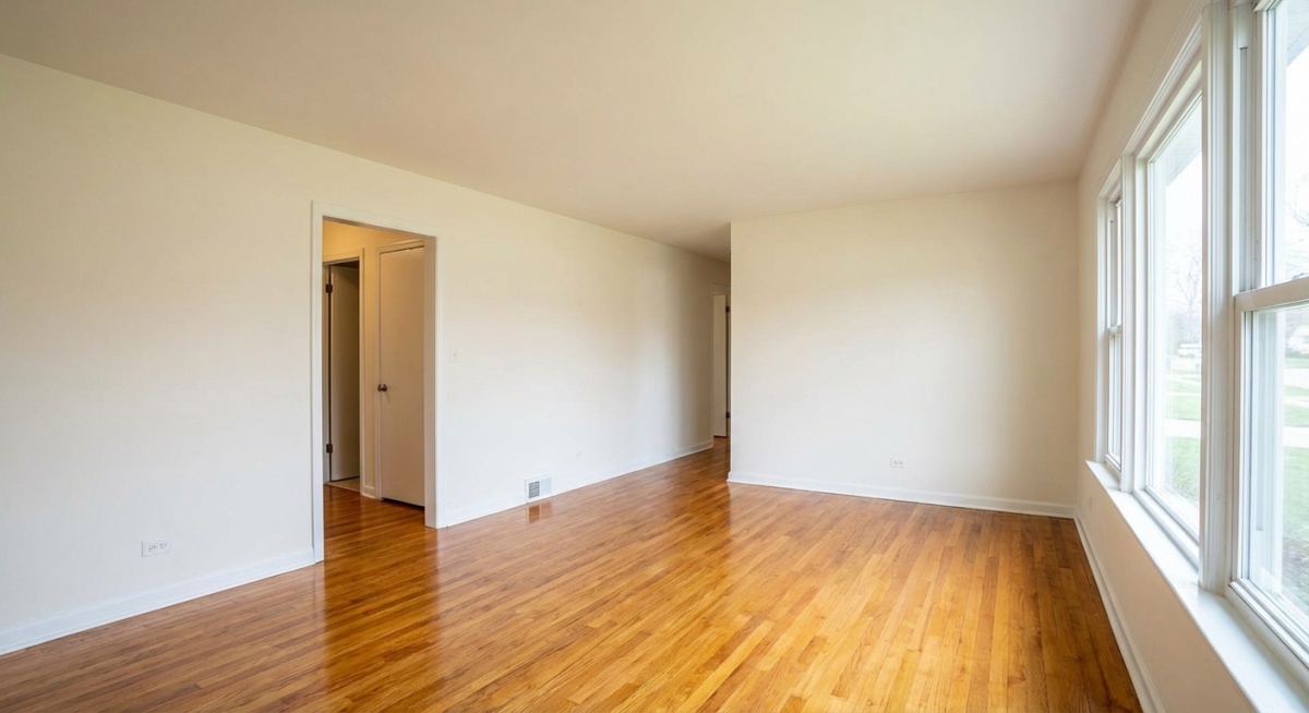 Pièce vide et nettoyée après intervention de débarras professionnel