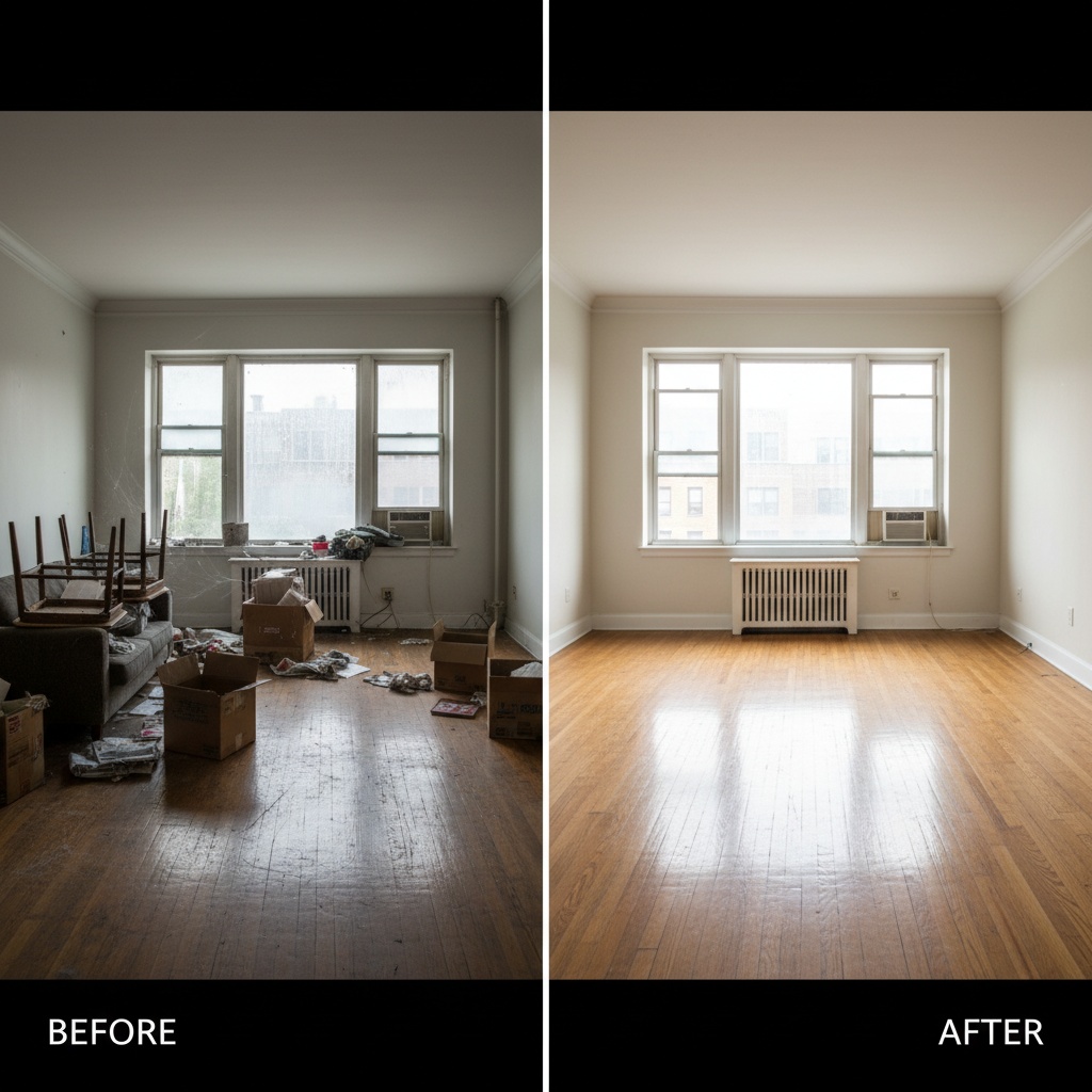 Appartement vide et propre après intervention de débarras professionnelle