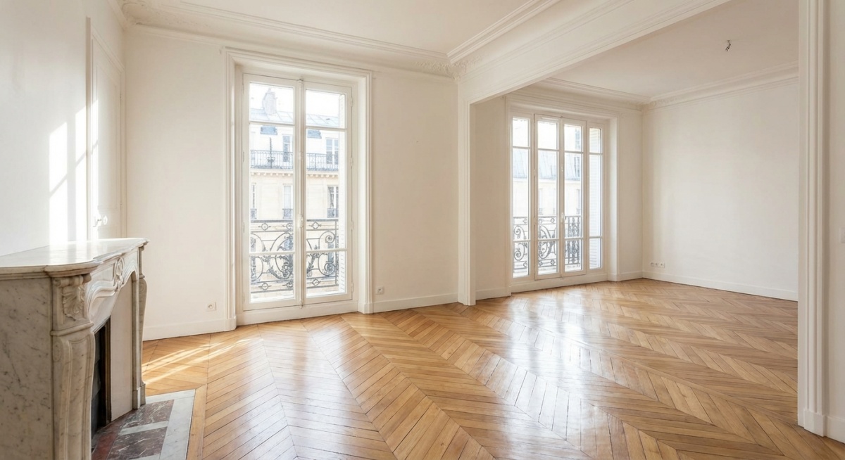 Appartement parisien vide et propre après débarras professionnel