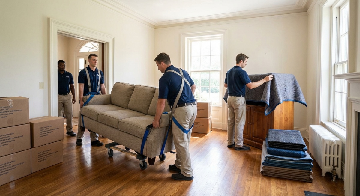 Équipe professionnelle effectuant un débarras avec soin