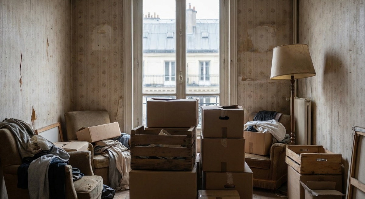 Pièce encombrée avant débarras à Paris 18