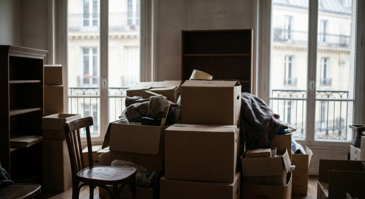 Photo avant - appartement parisien encombré avec meubles et objets